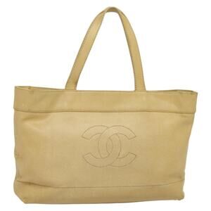 Chanel Caviar Skin Beige Gold CC Tote